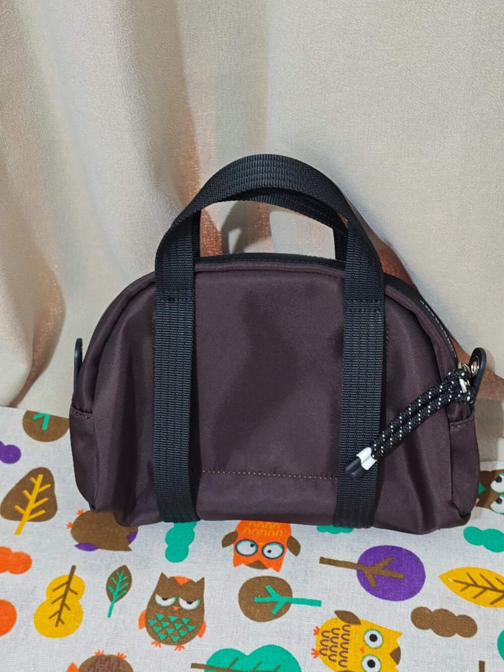 Longchamp Brown Nylon Mini Handbag with Detachable Strap